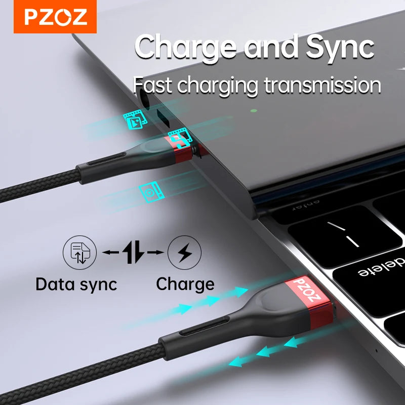 PZOZ USB Type C Cable Fast Charging Wire Data Cord